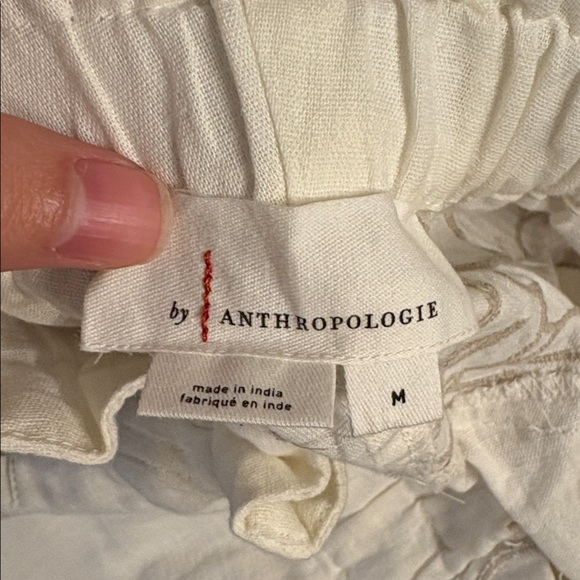 Anthropologie Embroidered Linen Pull-on Joggers Medium - Picture 8 of 9